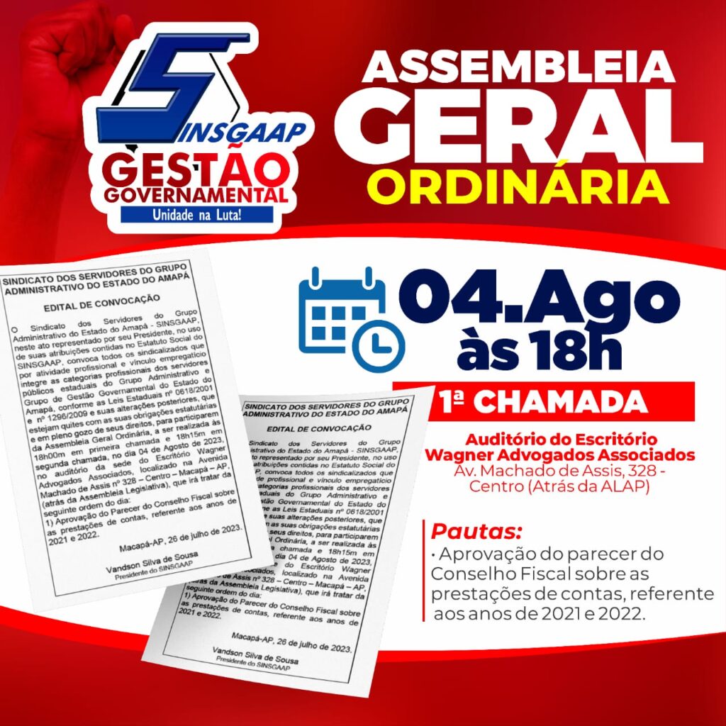 1ª Assembleia Geral Ordinária do CRESS/ES de 2023 será dia 08 de julho